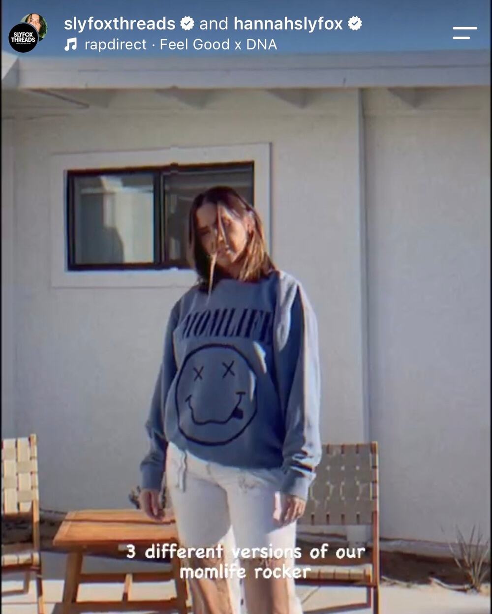 SlyFox Threads Mom Life Rocker Sweatshirt Slate Blue XL NWOT Oversized Fleece